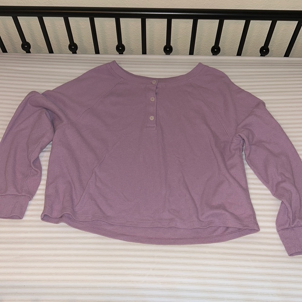 Victoria Secret Purple Waffle Knit PJ Crop Top size: XS